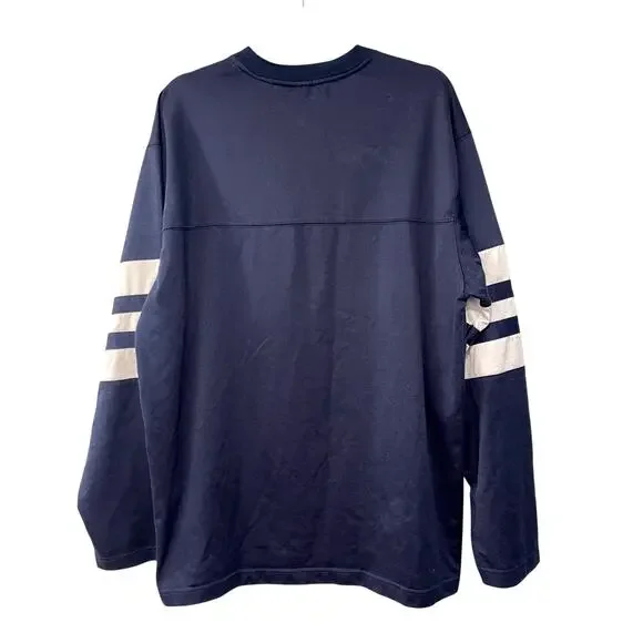 Vintage MLB Boston Red Sox Men's L Long Sleeve Warm Up Baseball Jersey Navy Blue - Picture 2 of 6